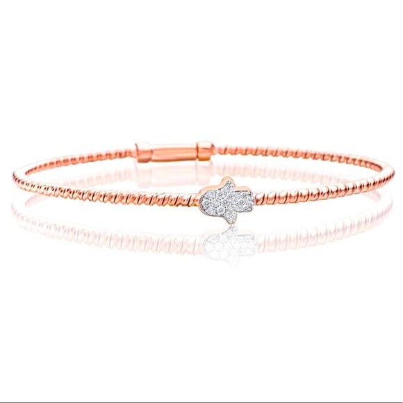 Woman’s 14k Rose & CZ Gold Hamsa Bracelet - Picture 1 of 3
